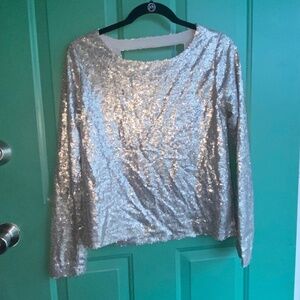 Ladies Press size small stunning silver sequins top